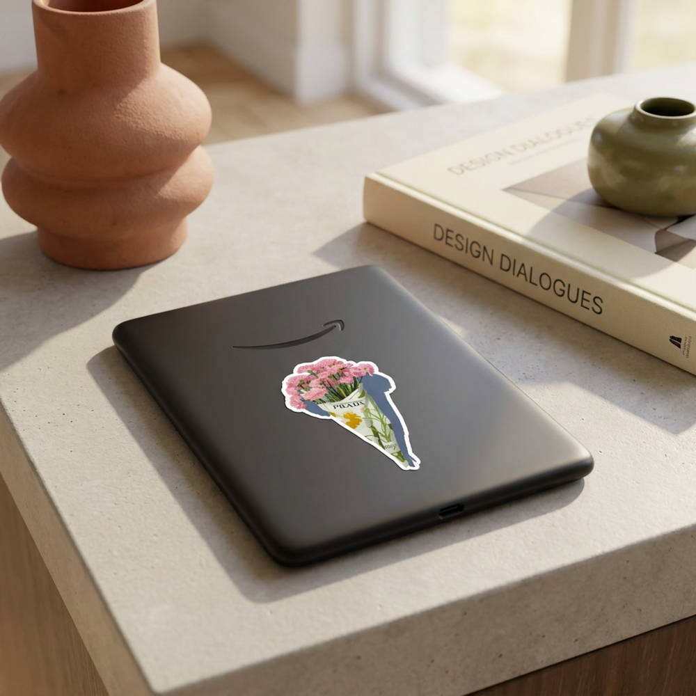 Adesivo Buque de Flores aplicado em Kindle