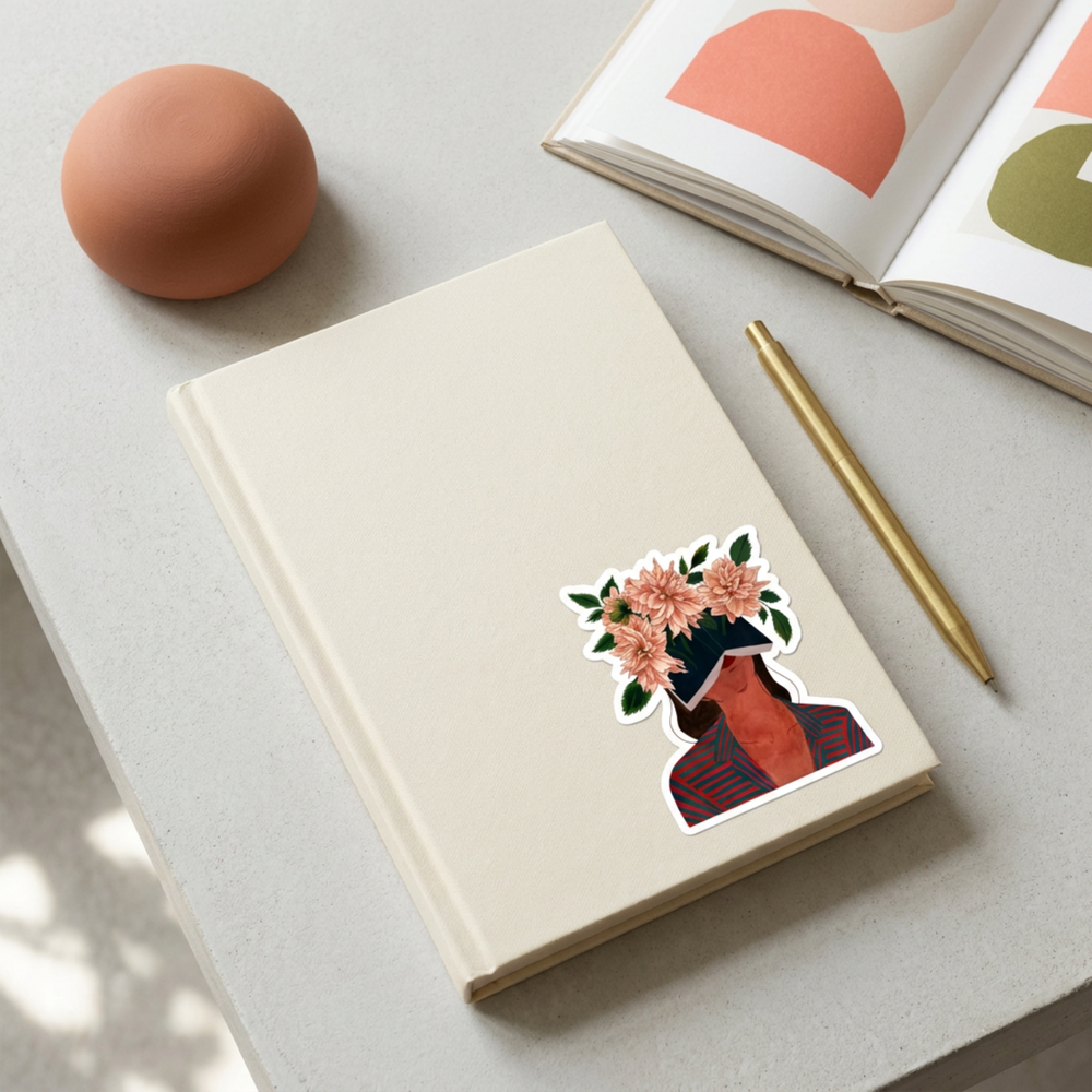 Adesivo Livro e Dálias - ambientação