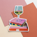 Adesivo Livros e Vinho