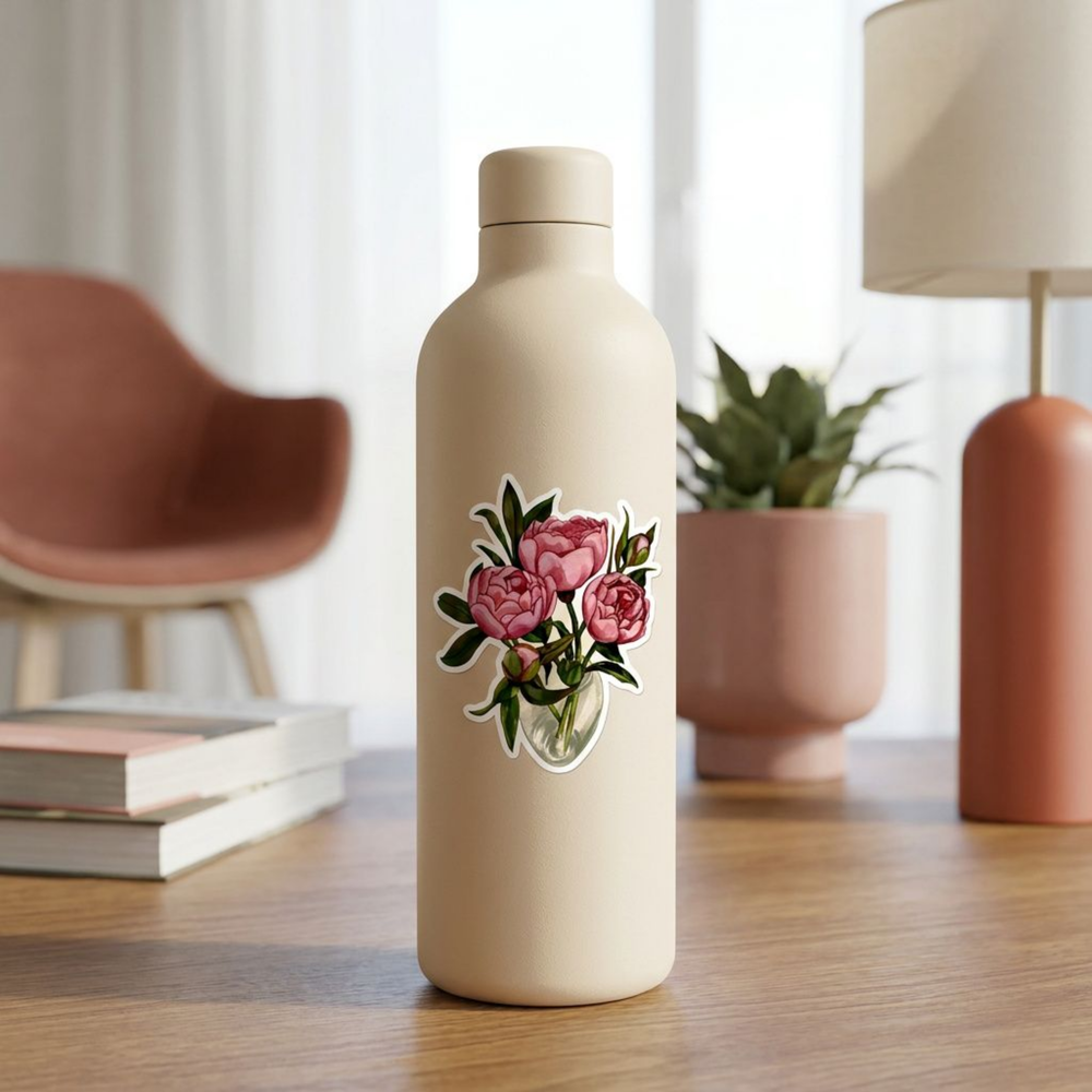 Adesivo Vaso Peônias aplicado